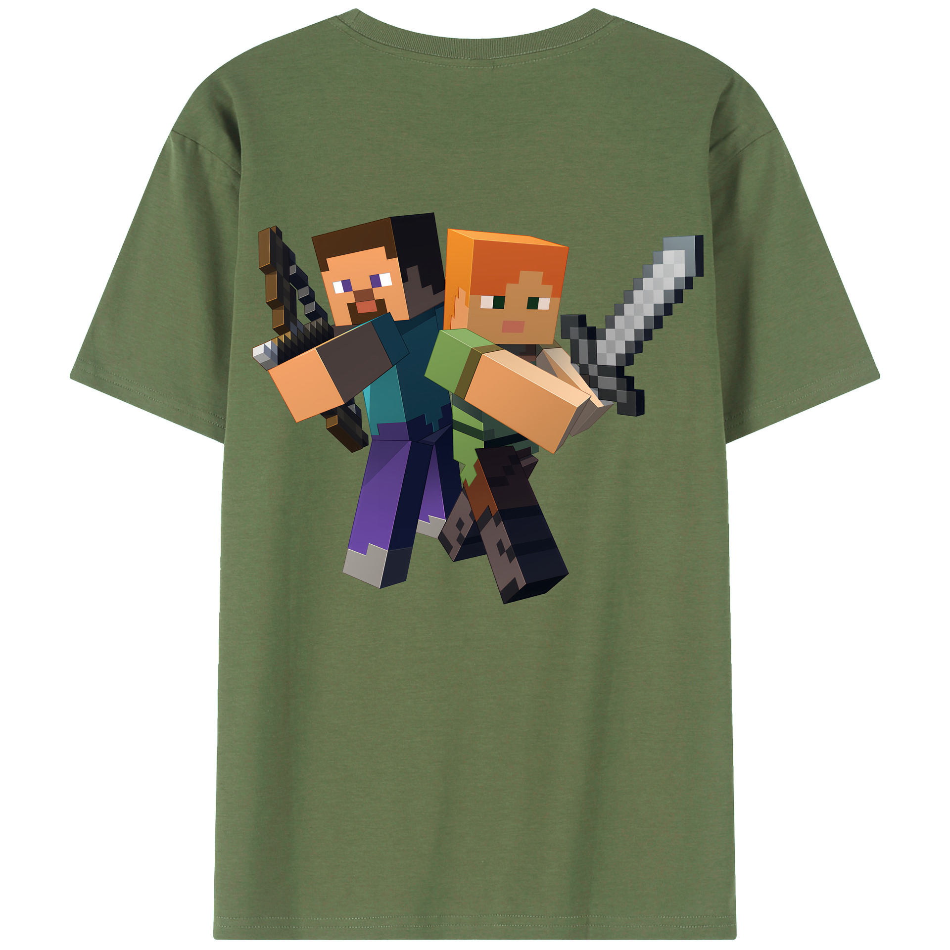（画像用） マインクラフト ブロックの世界 Minecraft MC Block world 綿100％ メンズ半袖Tシャツ（バックプリント） 通気性